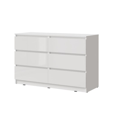Челси Комод 1202 (6 ящиков) МИФ (Белый глянец холодный, белый)