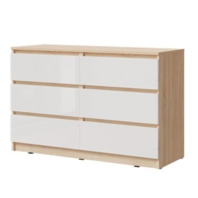 Челси Комод 1202 (6 ящиков) МИФ (Белый глянец холодный, дуб сонома)