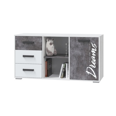 Подростковая серия Оливер Тумба с 1 дверкой и 3 ящиками МЛЕК (ясень анкор св/белый/камень тем(1287*664*426))