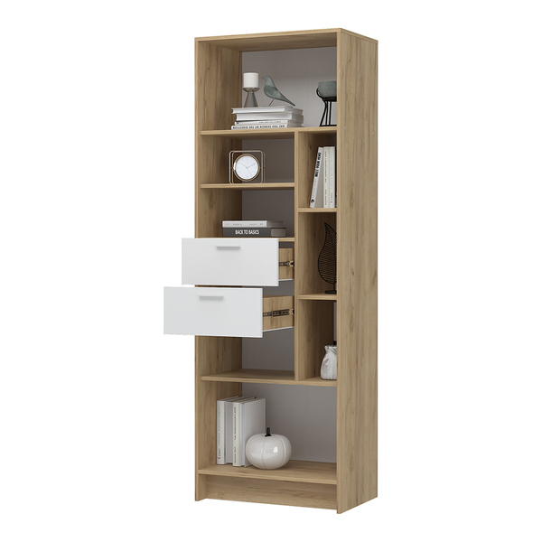 Ирис ШК-05 Шкаф СТЕНД (Фасад БЕЛЫЙ/Корпус ДУБ КРАФТ ЗОЛОТО (685х2000х425))