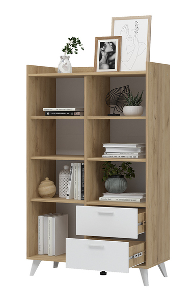 Ирис ШК-06 Шкаф малый СТЕНД (Фасад БЕЛЫЙ/Корпус ДУБ КРАФТ ЗОЛОТО (935х1505х425))