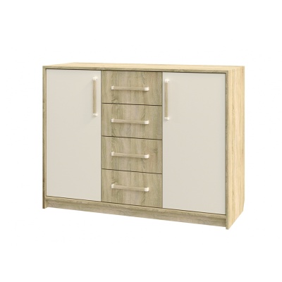 НКМ Эдем-1 секция №12 комод РОСТОК (Дуб сонома / Белый жемчуг)