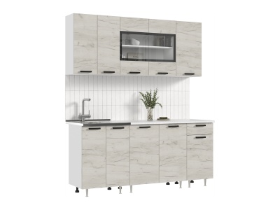 ЛДСП Кухня Рио NEW/Бриз/Гранд NEW 1,8м (490) МИФ (Дуб Крафт Белый, Белый (Антарес))