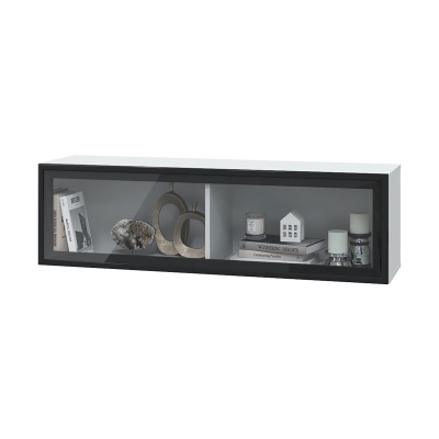 Гостиная Шарлиз Шкаф горизонтальный 1 дверь 1200 МЛЕК (Белое сияние/белый снег (1202*350*314))