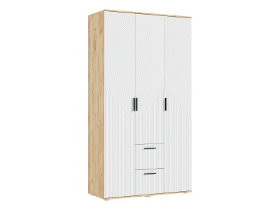 Сильвия Шкаф 3-х ств.(1200) МИФ (Браш Вайт, Дуб Крафт золото)