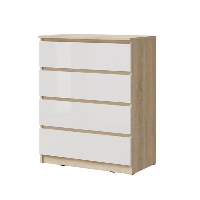 Челси Комод 800 (4 ящика) МИФ (Белый глянец холодный, дуб сонома)