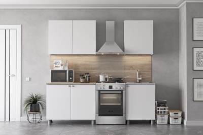 Кухонный гарнитур КГ-6 (1600) ЛДСП SV-мебель (Белый текстурный/Дуб сонома (1600*2140*600))