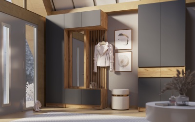 Прихожая Роджина МИФ (Графит, Дуб крафт (КРОМКА ДУБ СОНОМА))