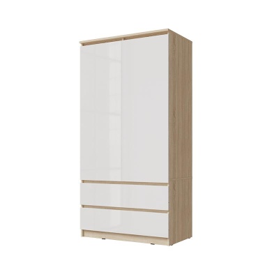 Челси Шкаф 2-х ств (2УПК) комбинированный МИФ (Белый глянец холодный, дуб сонома)