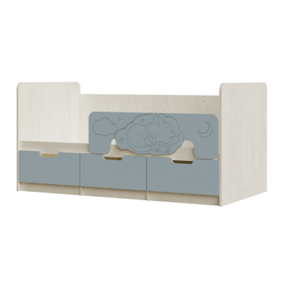 Детская серия Юниор-4 Кровать 1,6*0,8м МИФ (Шарли Бриз/Дуб Крафт Белый)