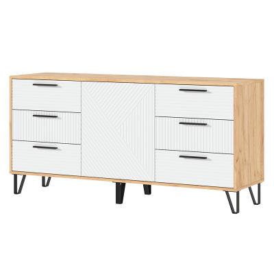 Спальный гарнитур Флэш Комод (1500) МИФ (Браш Вайт, Дуб Крафт золото)