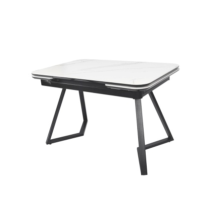 Стол Кронос Стекло 1400 Ваша Мебель (стекло белое, каркас черный муар, МДФ черн./Основание М черный муар (1400(2200)х850) СНЯТ)
