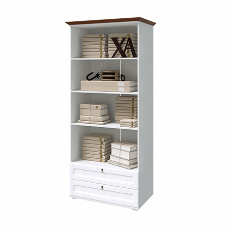 Гостиная Валенсия Шкаф 2-х ств. бельевой со стеклом МИФ (Белый, Белый)