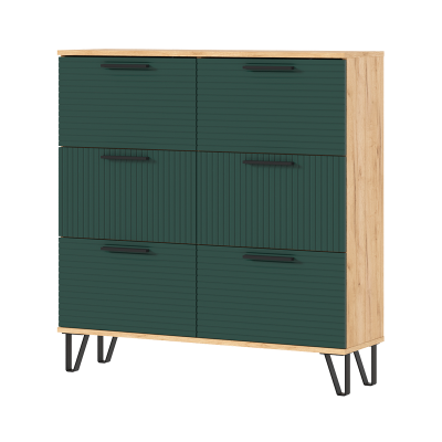 Прихожая Флэш Обувница (1000) МИФ (Браш Мени Грин, Дуб Крафт золото)