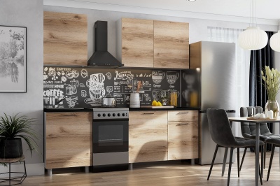 Кухонный гарнитур "Лаванда" (со столешницей) SV-мебель (Белый / Дуб Делано / Чёрный матовый)