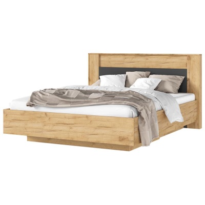 Спальный гарнитур Остин Кровать парящая 1,6м с ПМ МИФ (Дуб Крафт золото/Графит, Дуб Крафт)