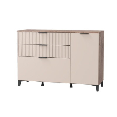 Гостиная Тоскана Комод с 1 дверцой и 3 ящиками МЛЕК (дуб табачный/бисквит(1352*935*446))