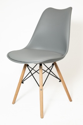 Стул Хобарт КНР (пластиковое сиденье с подушкой из полиуретана, деревянные ножки с металлическим каркасом СЕРЫЙ)