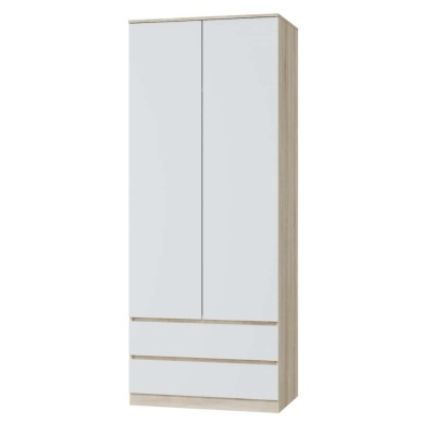 Спальный гарнитур Лори Шкаф для одежды 2-х дверный с ящиком МЛЕК (Дуб Сонома св/Белый(902*2273*577) СНЯТ)