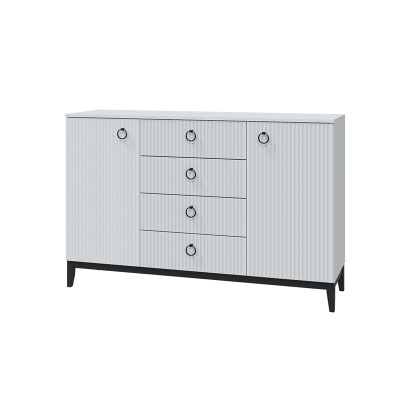 Спальный гарнитур Шарлиз Комод 2 двери и 4 ящика МЛЕК (Белое сияние/Белый снег софт(1502*976*458))