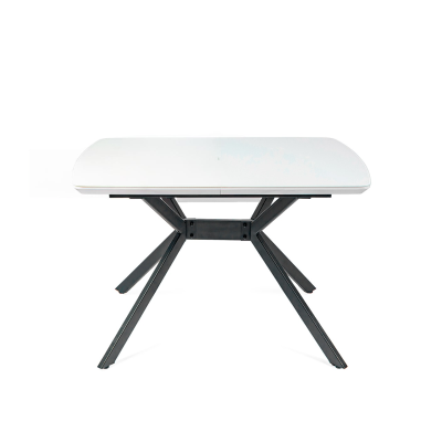 Стол Олимп Стекло 1140 Ваша Мебель (стекло бежевое/мдф бежевый/каркас основание X МУАР белый (1140(1460)х760))