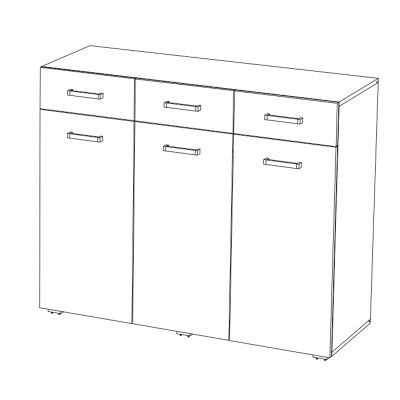 Гостиная Нэнси New Комод (3д+3ящ) (ЛДСП) МИФ (Бетон светлый/Белый)