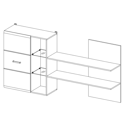 Гостиная Нэнси New Шкаф навесной с полкой (МДФ) МИФ (Белый глянец холодный, Венге)