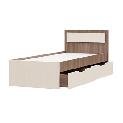 Гармония КР 608 кровать с ящиками 900 СТЕНД/ТВД (фасад ШИМО СВЕТЛЫЙ/корпус ШИМО ТЕМНЫЙ (0.952х0,78х2,032))