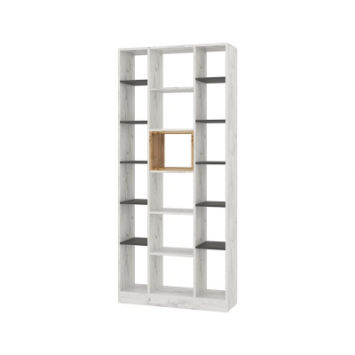 НКМ Кент-1 секция №7 стеллаж РОСТОК (Дуб Крафт Белый / Антрацит (940*2100*280))