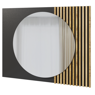 НКМ Аэлита секция №9 зеркало навесное РОСТОК (Дуб Вотан / Черный (1000*800*36))