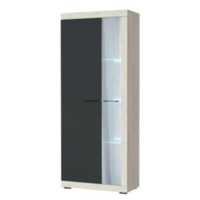 Гостиная Соната ШВС-800: Шкаф-витрина ПАМИР (Крафт белый-Антрацит)