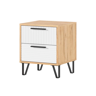 Спальный гарнитур Флэш Тумбы прикроватные (в компл. 2шт, цена указана за 1ед.) МИФ (Браш Вайт, Дуб Крафт золото)