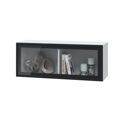 Гостиная Шарлиз Шкаф горизонтальный с 1 стеклянной дверью 900 МЛЕК (Белое сияние (902*350*320))