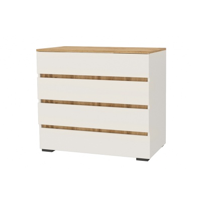 НКМ Дубай секция №3 Комод 900 РОСТОК (Белый жемчуг / Дуб Вотан)