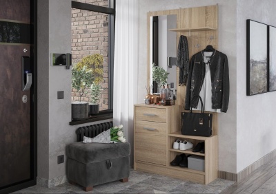 Прихожая Дебора СТЕНД (фасад ДУБ СОНОМА/корпус ДУБ СОНОМА (0,9х1,84х0,292))