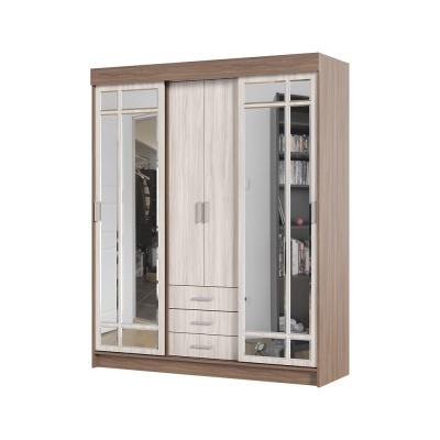 Лидер 1 Шкаф-купе 170-1К СТЕНД (фасад ШИМО СВЕТЛ/корпус ШИМО ТЕМН (1,7х2,1х0,562))