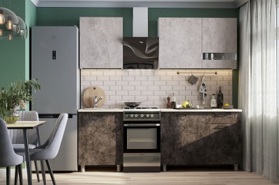 Кухонный гарнитур "Розалия" (со столешницей) SV-мебель (Белый / Цемент светлый / Цемент тёмный / Антарес)