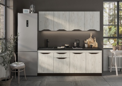 Кухня Паола 2,0 СТЕНД (МДФ ВЕНГЕ(тиковое дерево)/ДУБ КРАФТ БЕЛЫЙ)