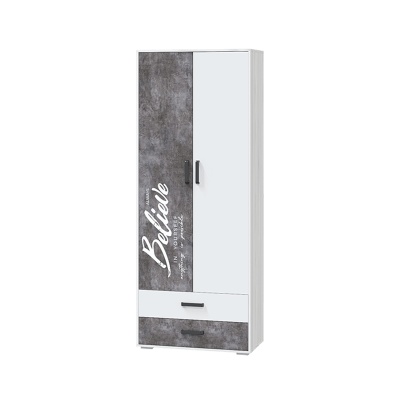 Подростковая серия Оливер Шкаф для одежды с ящиками 870 МЛЕК (ясень анкор св/белый/камень тем(869*2220*430))