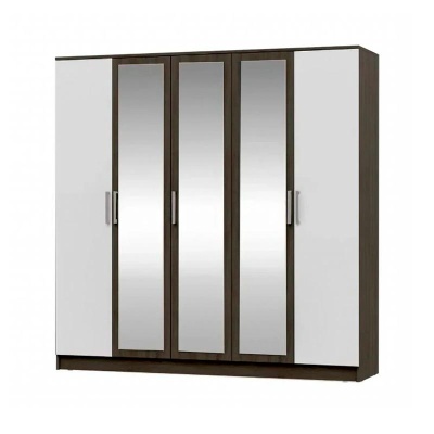 Спальный гарнитур Мартина Шкаф 5-ти ств. МИФ (Белый глянец, венге)