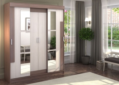 Фея Шкаф-купе 1600 СТЕНД (ШИМО СВЕТЛЫЙ/ШИМО ТЕМНЫЙ (1,598х2,1х0,52))