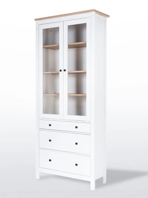 Сага шкаф с витриной 90 СВЕДСТА (Белый/ясень (904*2155*414))