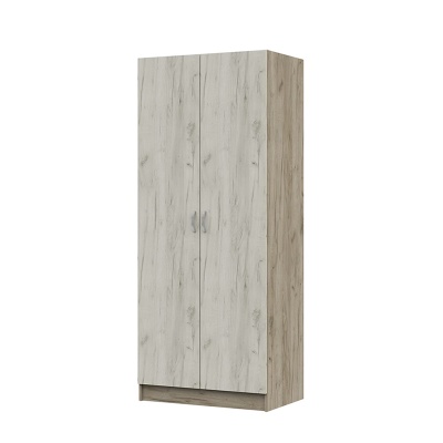 Басса (Бася)/Брио ШК 555 Шкаф полки СТЕНД/ТВД (фасад ДУБ КРАФТ БЕЛЫЙ/корпус ДУБ КРАФТ СЕРЫЙ (0,8х2,02х0,506))