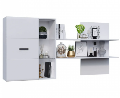 Гостиная Нэнси New Шкаф навесной с полкой (МДФ) МИФ (Белый глянец холодный, Белый)