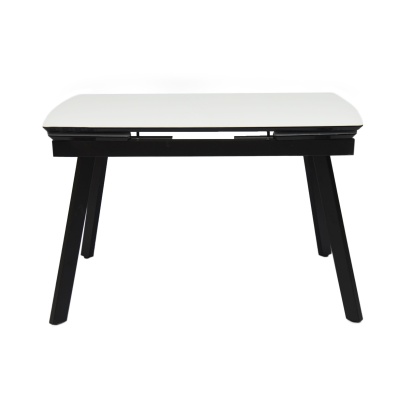 Стол Мадрид Люкс Про Керамика 1400 Ваша мебель (Керамика 23 B Oriental Aoxue мрамор белый, МДФ+пленка черная, Опора №10 муар черный (1400(2000)х850))