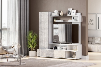 Мебель для гостиной МГС 9 (Фасад ЛДСП) SV-мебель (цемент светлый/белый)