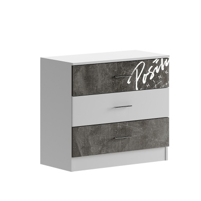 Вега NEW ПОЗИТИВ Комод МИФ (Бетон темный, белый)