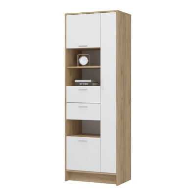 Ирис ШК-05 Шкаф СТЕНД (Фасад БЕЛЫЙ/Корпус ДУБ КРАФТ ЗОЛОТО (685х2000х425))