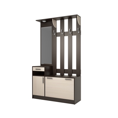 Прихожая Диана-4 Секция №14 вешалка с зеркалом РОСТОК (Венге / Дуб молочный)