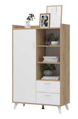 Ирис ШК-06 Шкаф малый СТЕНД (Фасад БЕЛЫЙ/Корпус ДУБ КРАФТ ЗОЛОТО (935х1505х425))